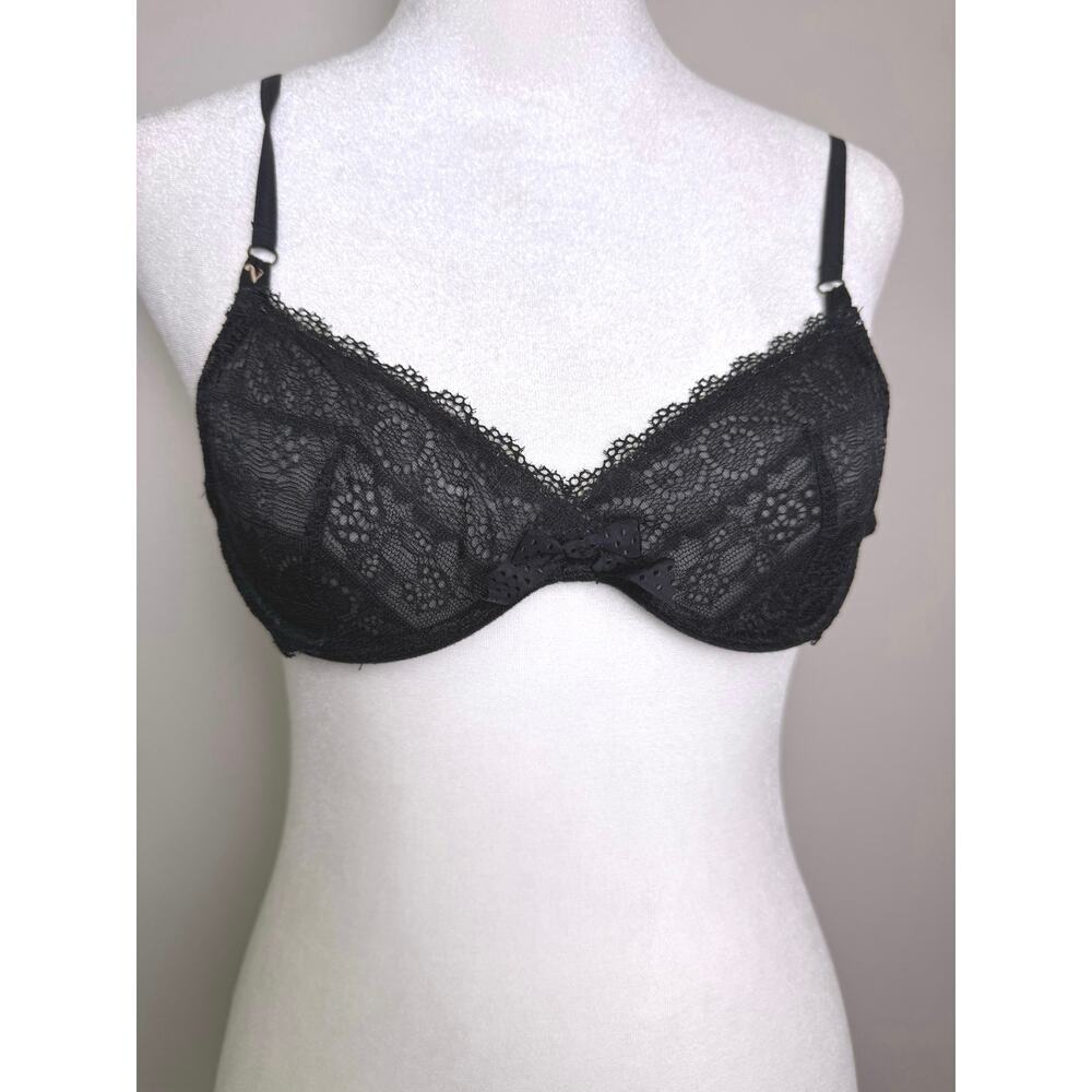 Y2K Victoria’s Secret Black Lace Unlined Demi Bra 34A Early 2000s